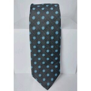 BROOKS BROTHERS Makers Silk Necktie USA Designer Geometric Gray Turquoise 3"x60"